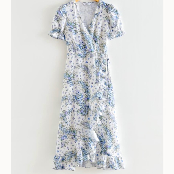 & Other Stories Floral Linen Wrap Dress - 6 - Picture 3 of 4